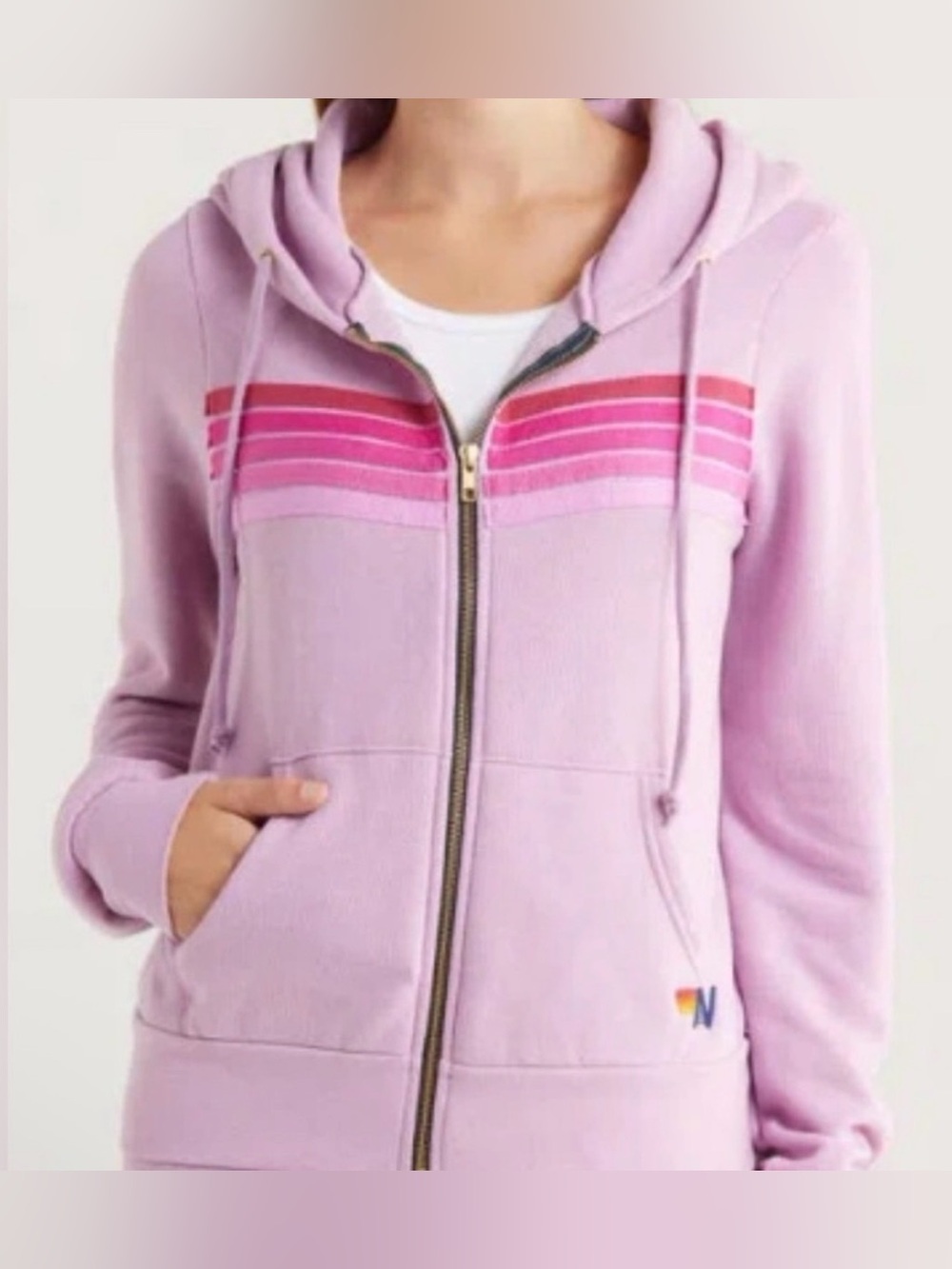 Aviator nation 5 stripe zip hoodie